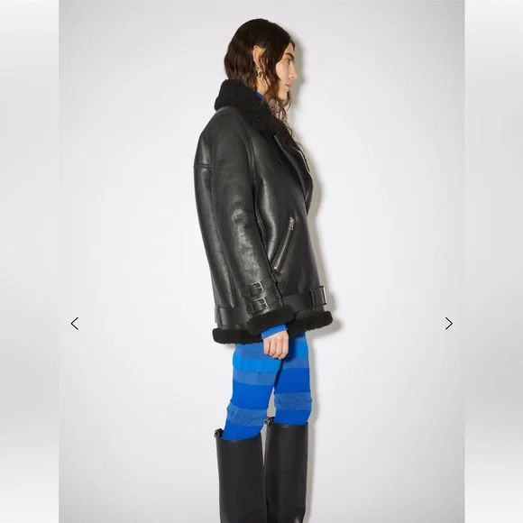 Acne Studios Velocite Leather and Shearling coat - Picture 2 of 12